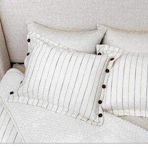 Beddy's Taylor Luxe Pillow Shams White 100% Cotton Pinstripes Zipper Standard